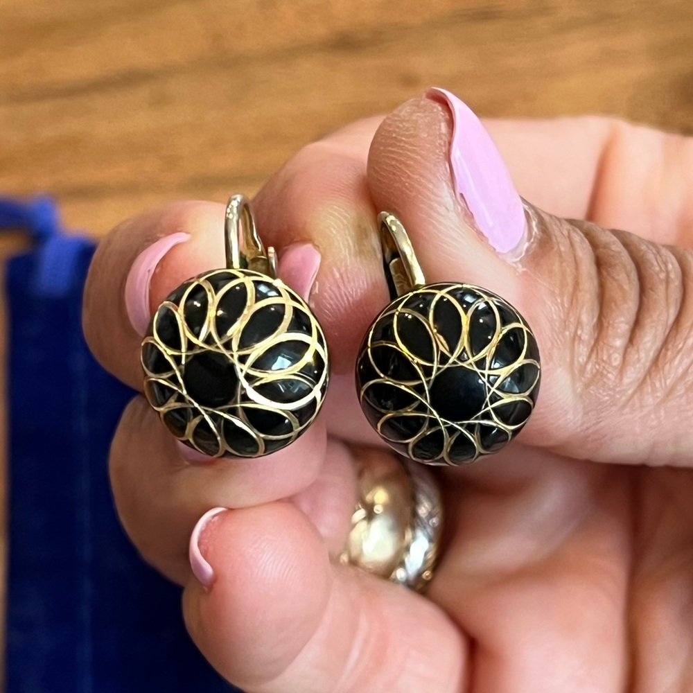 Vintage Black And Gold Clipon Earrings